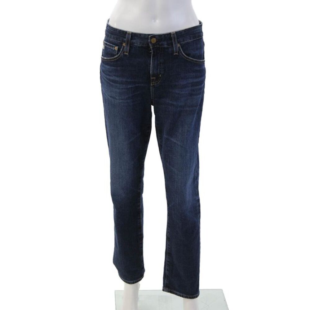 AG-ED Denim Womens Straight Jeans Dark Blue Mid Rise 98% Cotton Size 26
